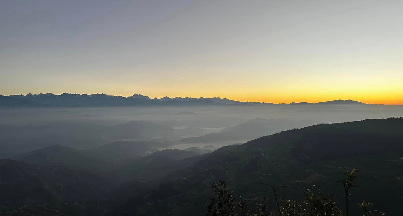 Snow-capped peaks at dawn